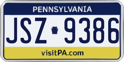 PA license plate JSZ9386