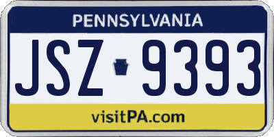 PA license plate JSZ9393