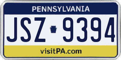 PA license plate JSZ9394