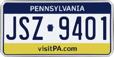 PA license plate JSZ9401