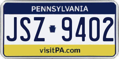 PA license plate JSZ9402
