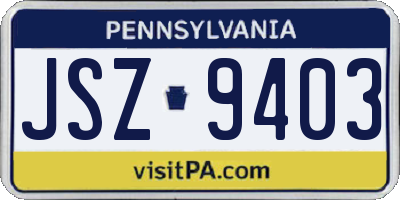 PA license plate JSZ9403