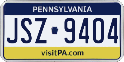PA license plate JSZ9404