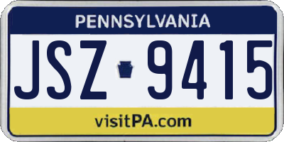 PA license plate JSZ9415