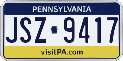 PA license plate JSZ9417