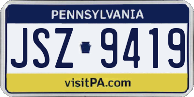 PA license plate JSZ9419