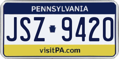 PA license plate JSZ9420