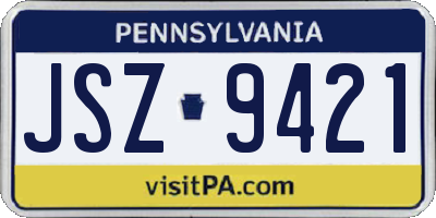 PA license plate JSZ9421