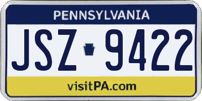 PA license plate JSZ9422