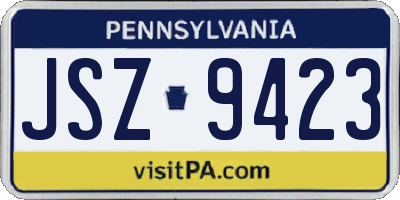 PA license plate JSZ9423