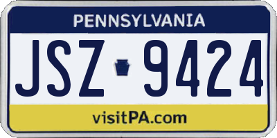 PA license plate JSZ9424