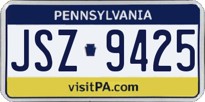 PA license plate JSZ9425