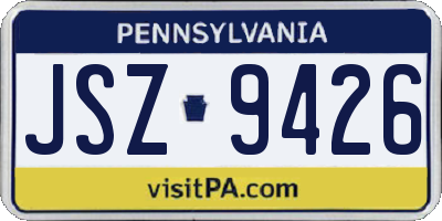 PA license plate JSZ9426