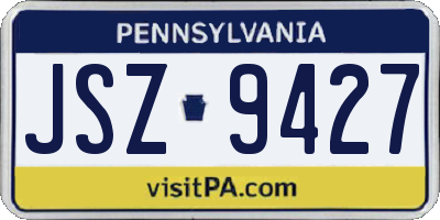 PA license plate JSZ9427