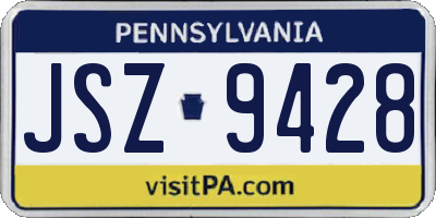 PA license plate JSZ9428