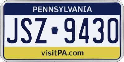 PA license plate JSZ9430