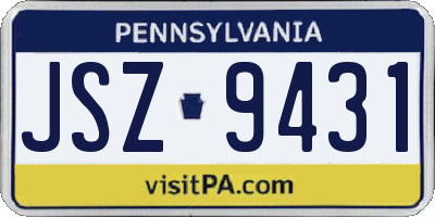 PA license plate JSZ9431