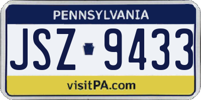 PA license plate JSZ9433