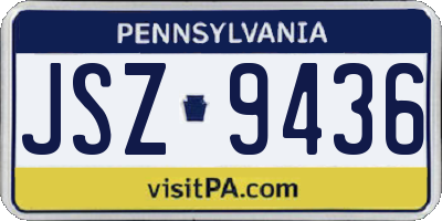 PA license plate JSZ9436