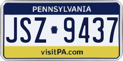 PA license plate JSZ9437