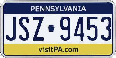 PA license plate JSZ9453