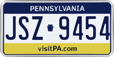 PA license plate JSZ9454