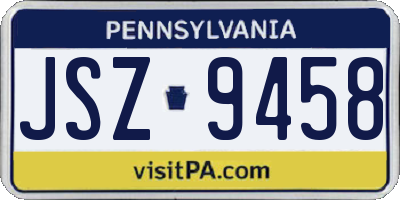 PA license plate JSZ9458