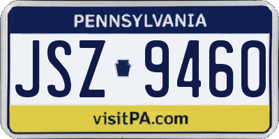 PA license plate JSZ9460