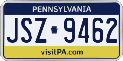 PA license plate JSZ9462