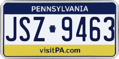 PA license plate JSZ9463