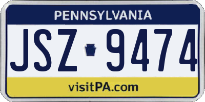 PA license plate JSZ9474