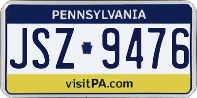 PA license plate JSZ9476
