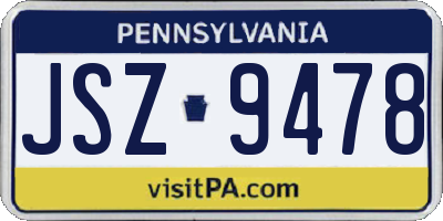 PA license plate JSZ9478