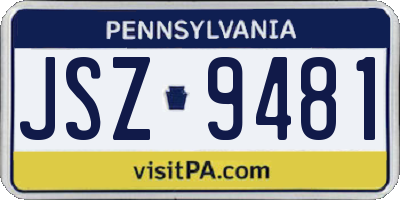 PA license plate JSZ9481