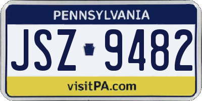 PA license plate JSZ9482
