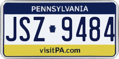 PA license plate JSZ9484