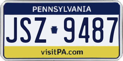 PA license plate JSZ9487