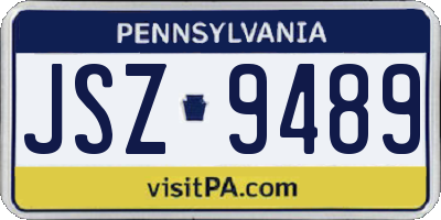 PA license plate JSZ9489