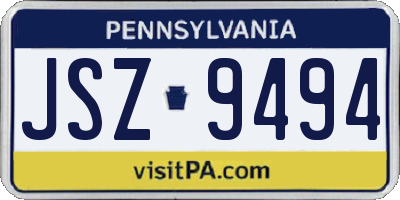 PA license plate JSZ9494