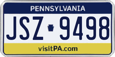 PA license plate JSZ9498