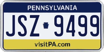 PA license plate JSZ9499