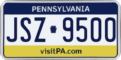 PA license plate JSZ9500