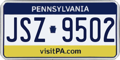 PA license plate JSZ9502