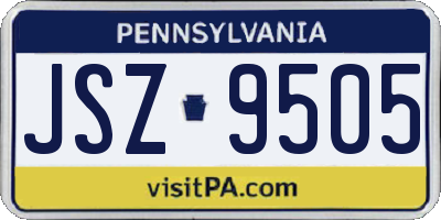 PA license plate JSZ9505