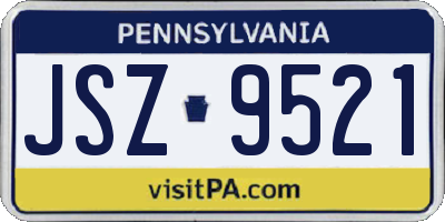PA license plate JSZ9521