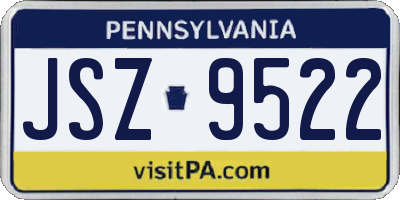 PA license plate JSZ9522