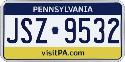 PA license plate JSZ9532
