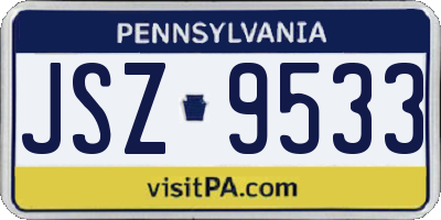 PA license plate JSZ9533