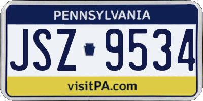 PA license plate JSZ9534