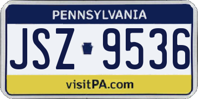PA license plate JSZ9536